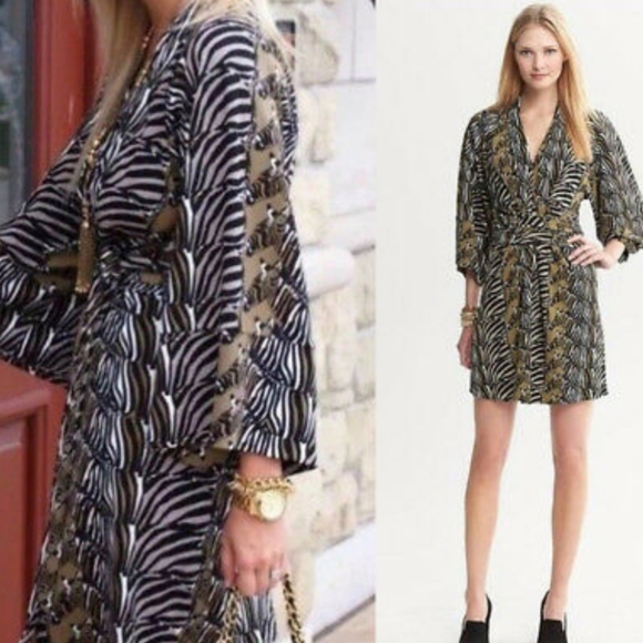 Banana Republic Dresses & Skirts - Banana Republic Issa London Olive Zebra Print Dres